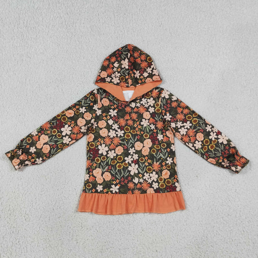 Baby Girls Kids Long Sleeves Flower Hoodie Ruffle Shirt Fall Tops Clothes