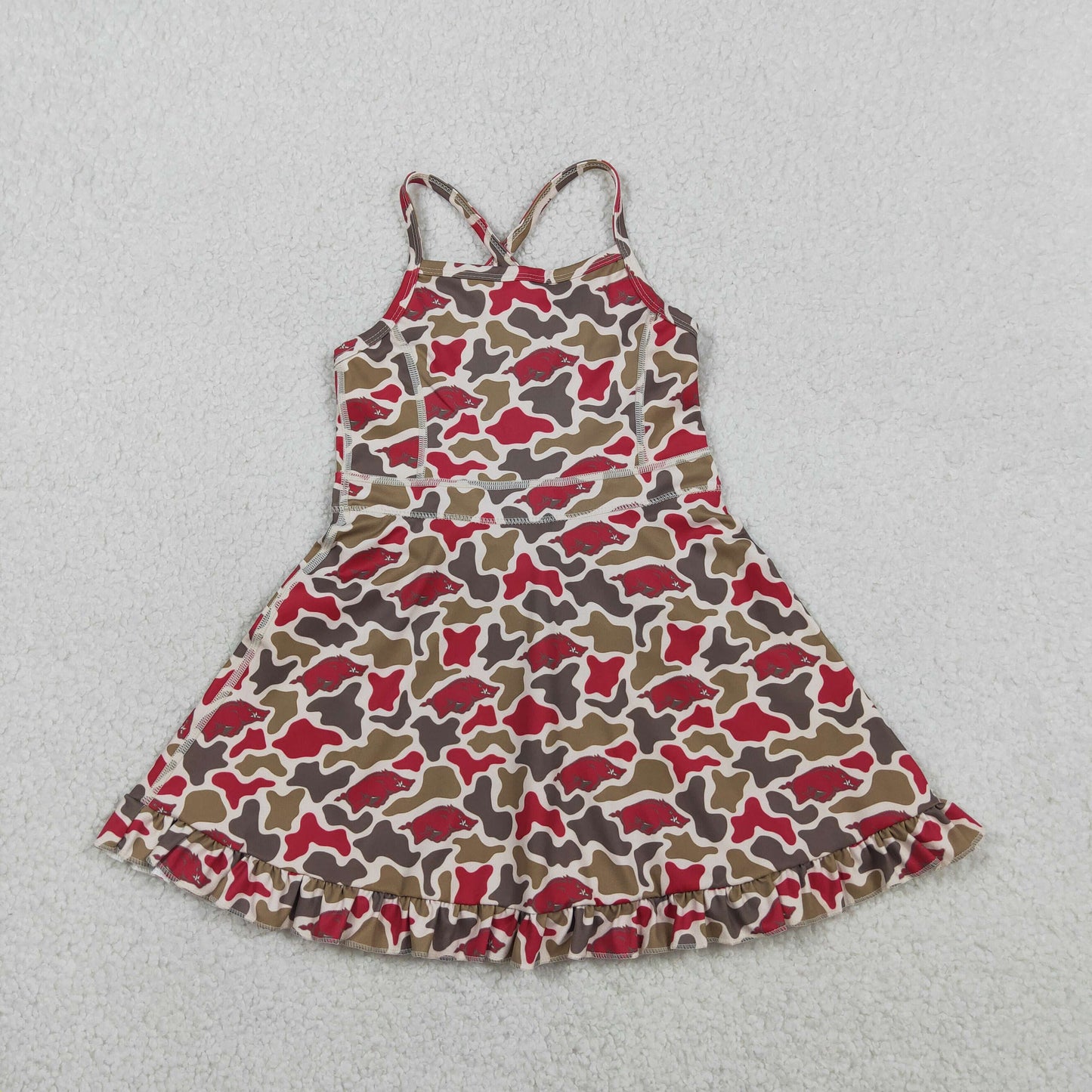 RTS Sibling Baby Girl Kids Sleeveless Leopard Team Knee Length Yoga Active Dresses