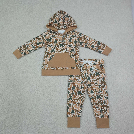 Baby Boys Kids Long Sleeves Camo Hoodie Hoodie Shirt Pockets Pants Set Clothes
