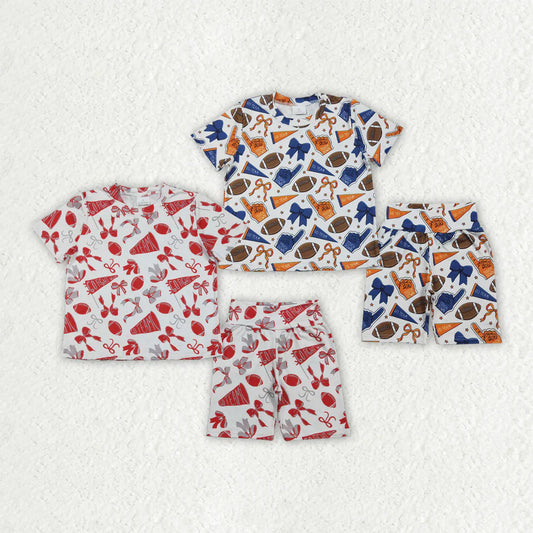 RTS Sibling Baby Girls Kids Cheer Bows Shirts Shorts Team Summer Clothes Sets