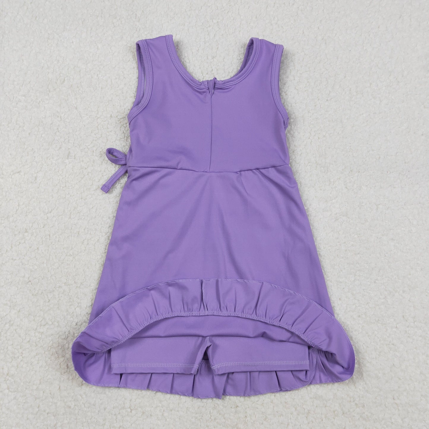 Baby Girls Sleeveless Ruffle Knee Length Yoga Purple Dress with Shorts