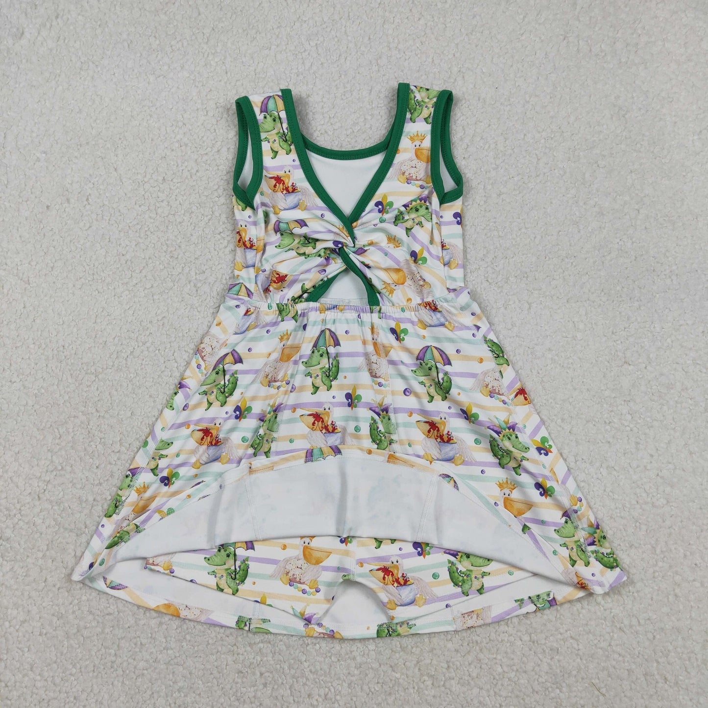 Baby Girls Kids Sleeveless Anchors Mardi Gras Yoga Shorts Knee Length Dress
