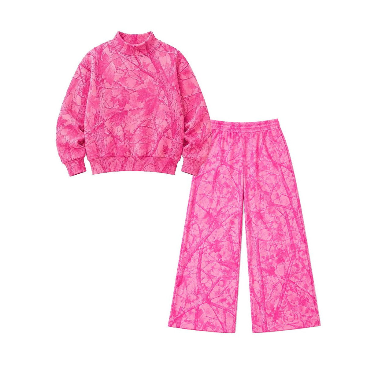 Moq 5 Preorder Adult Women Long Sleeves Leaves Shirt Camo Pants Pink Set Clothes