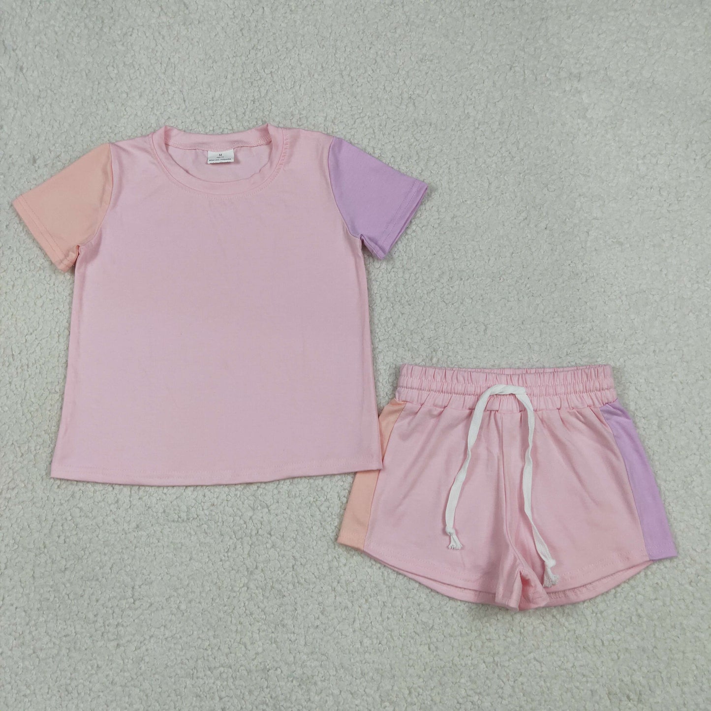 Baby Girl Kids Short Sleeves Pink Shirt Shorts Cotton Set Summer Clothes