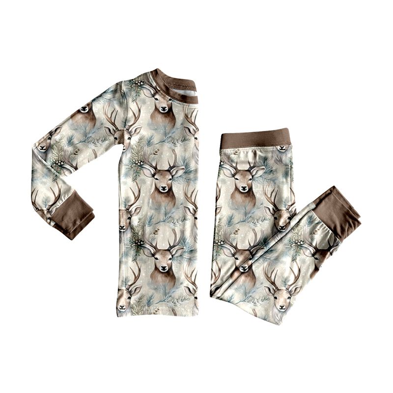 Moq 5 Preorder Baby Boys Kids Long Sleeves Deer Shirt Pants Set Pajamas Clothes
