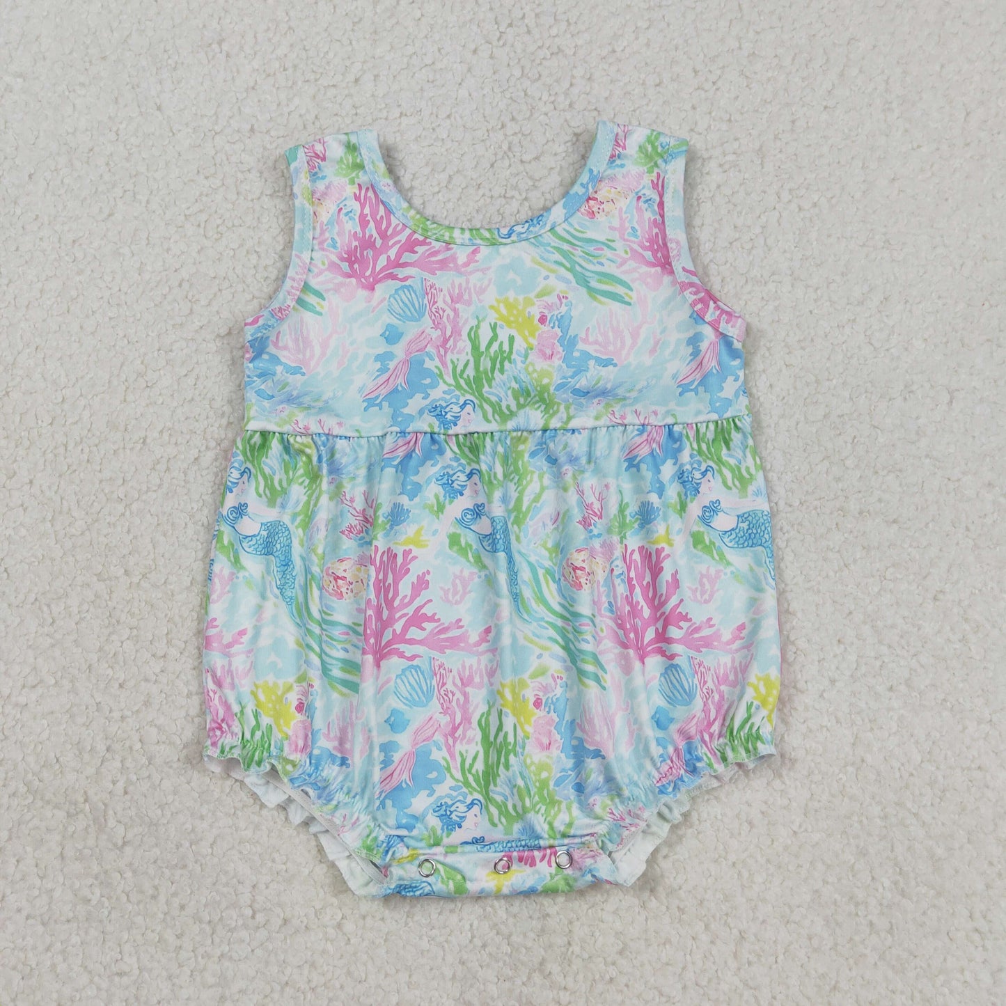 Baby Girls Infant Sleeveless Sea Flower Bubble Romper RTS