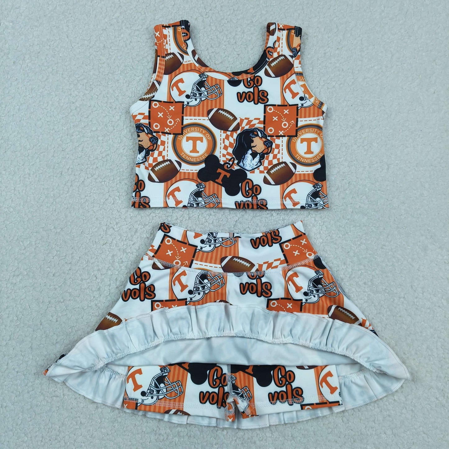 Baby Girls Kids Dogs Football Tops Shorts Skirt Team Yoga Clothes Set