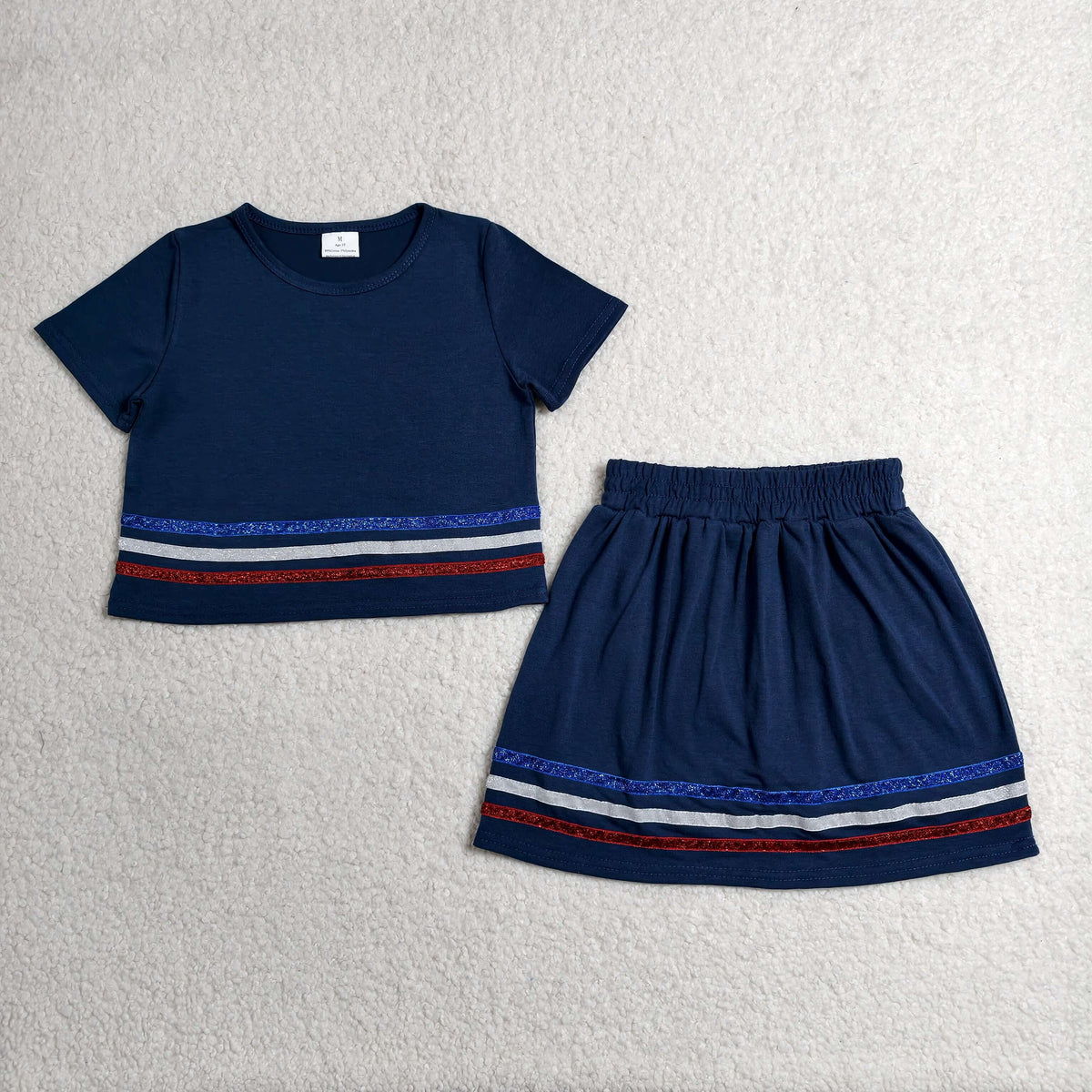 Sibling Baby Girls Kids Short Sleeves Stripes Shirts Skirts Shorts Summer Sets Clothes