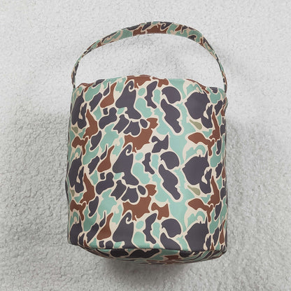 RTS Baby Kids Embroidery Rabbit Camo Print Basket Easter Bag