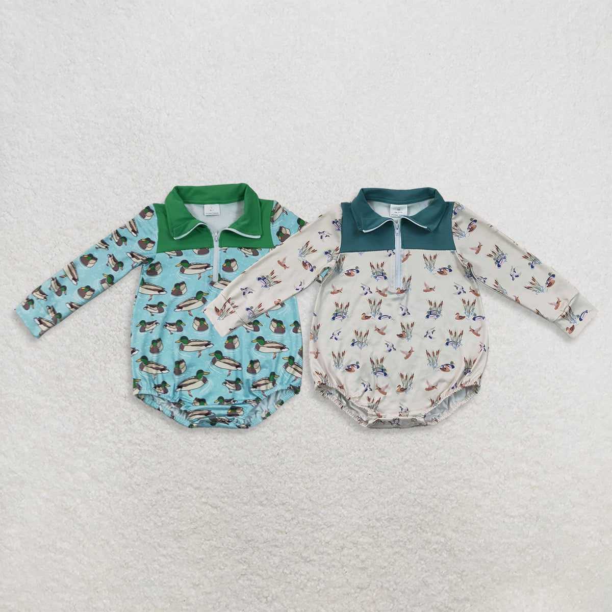 Sibling Baby Boys Infant Long Sleeves Ducks Zipper Bubble Rompers Clothes