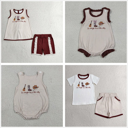 Sibling Baby Boys Girls Sleeveless Western Boots Rompers Set Summer Clothes
