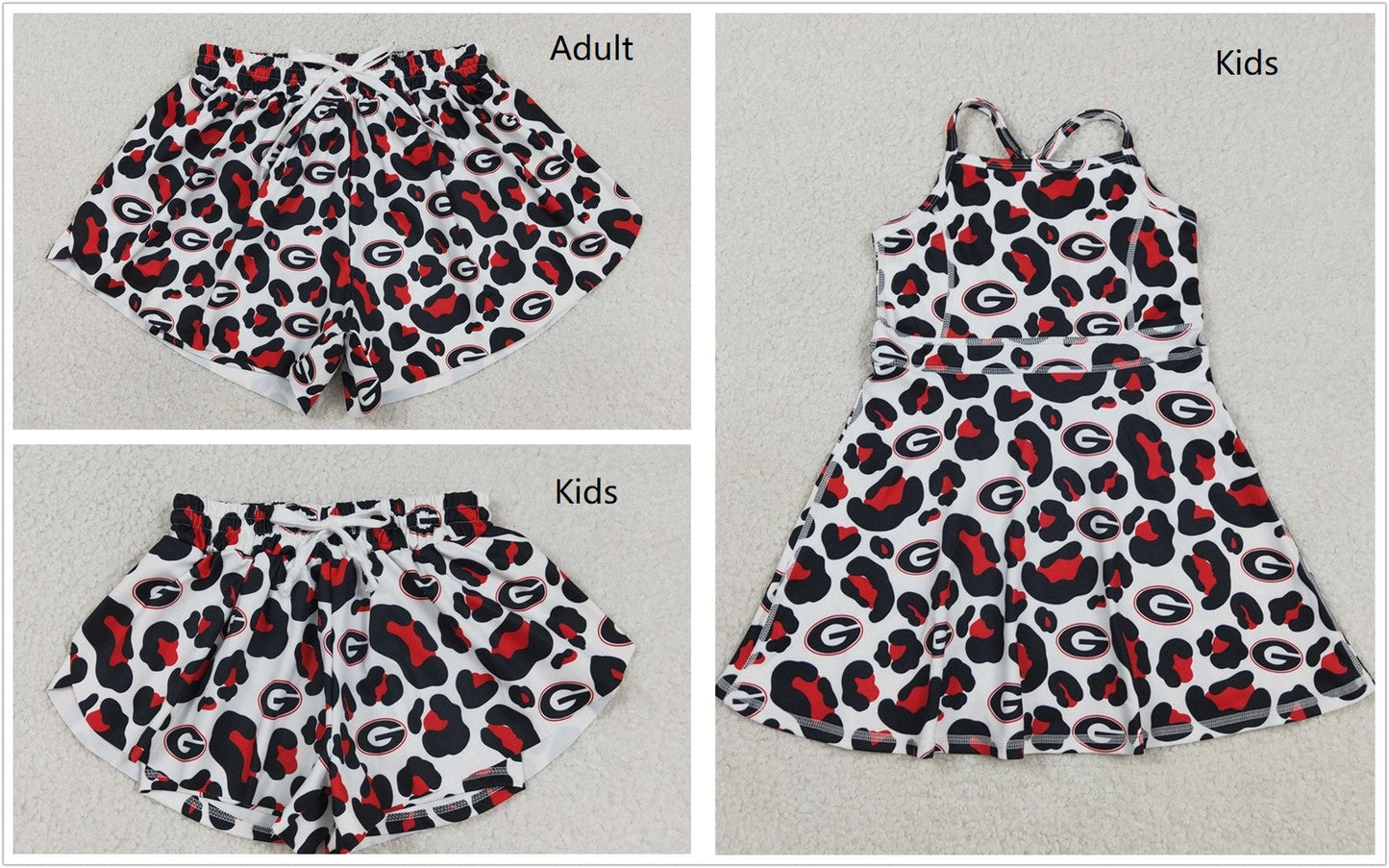 Sibling Baby Girls Adult Women G Leopard Team Yoga Active Ruffle Shorts Dress