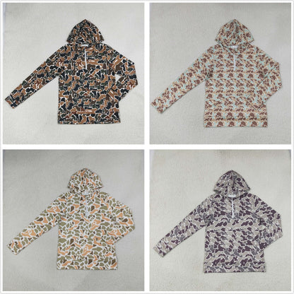 Sibling Adult Women Long Sleeves Hoodie Zipper Camo Pullovers Shirts Clothes