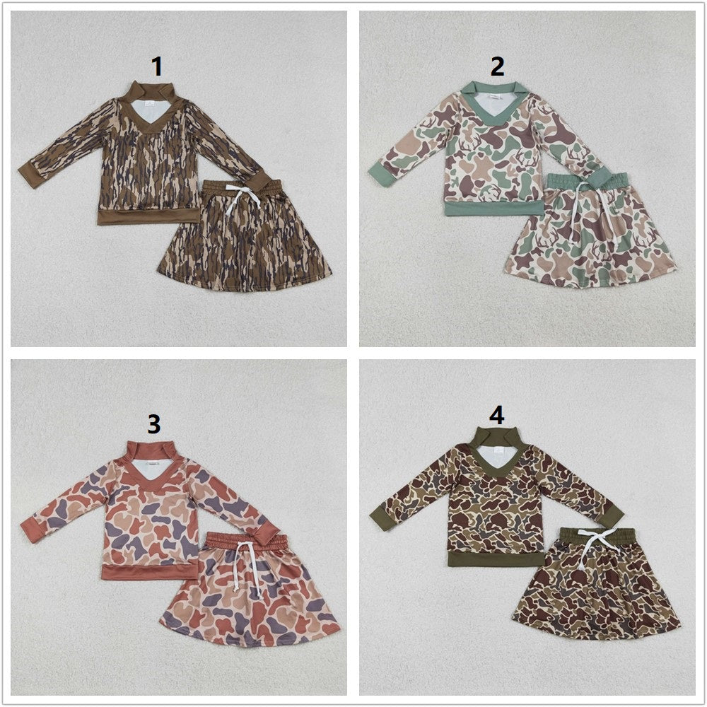 Sibling Baby Girls Southern Camo Long Sleeve Top Skirt Shorts Clothes