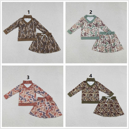 Sibling Baby Girls Southern Camo Long Sleeve Top Skirt Shorts Clothes