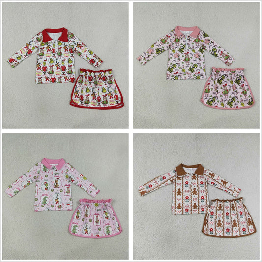 Sibling Baby Girls Kids Christmas Zipper Pullovers Shirts Skirts Shorts Sets Clothes